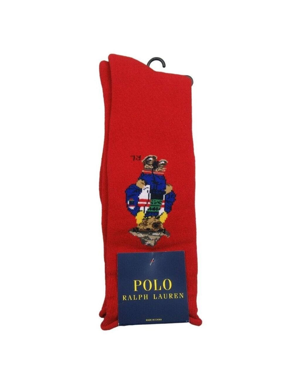 Polo Ralph Lauren Bear Cowboy Socks Men's Size 6-13 Red (1-Pair) NEW